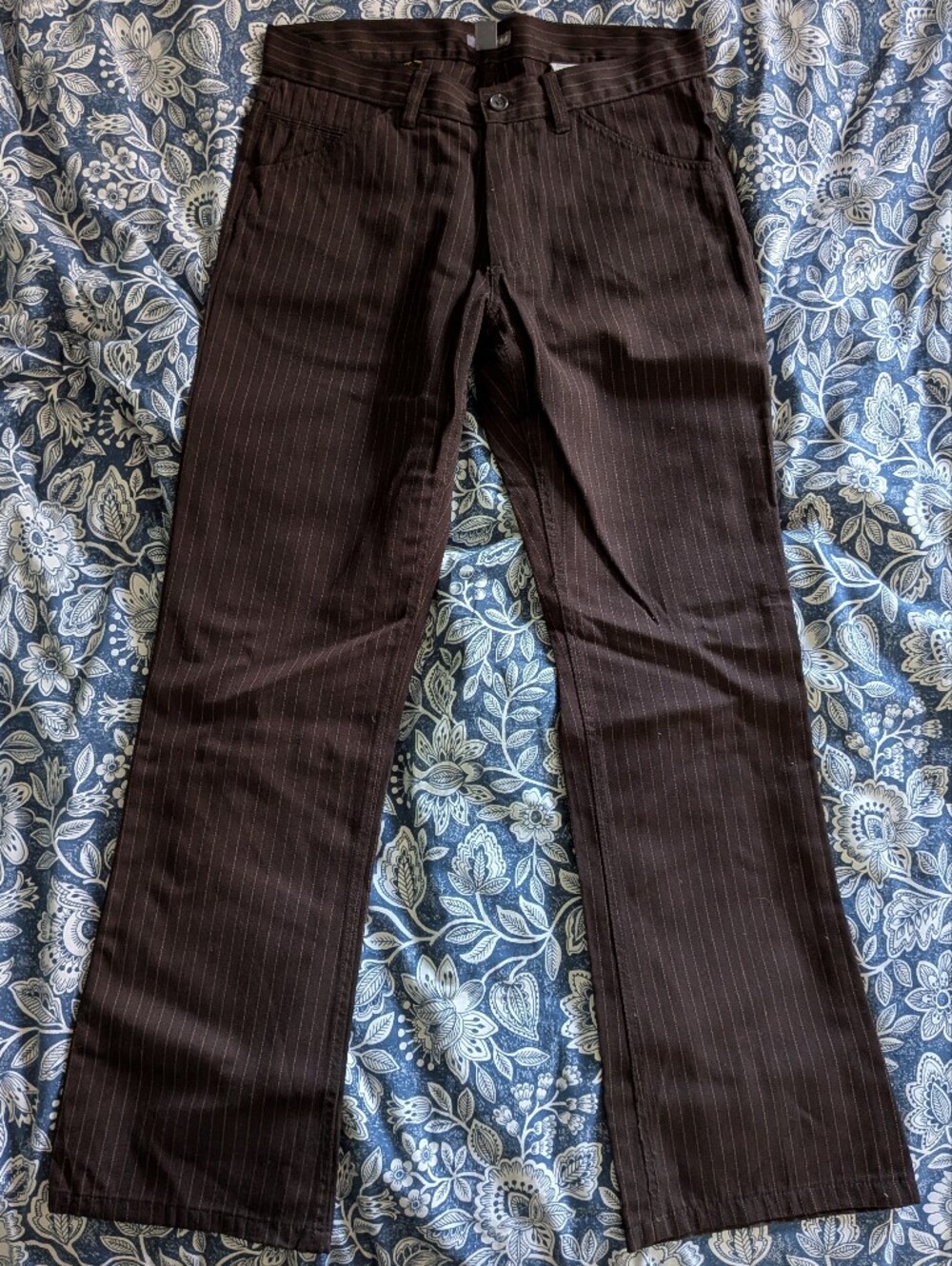 Vintage H&M Dark Brown Pinstripe Men's Trousers 30x32